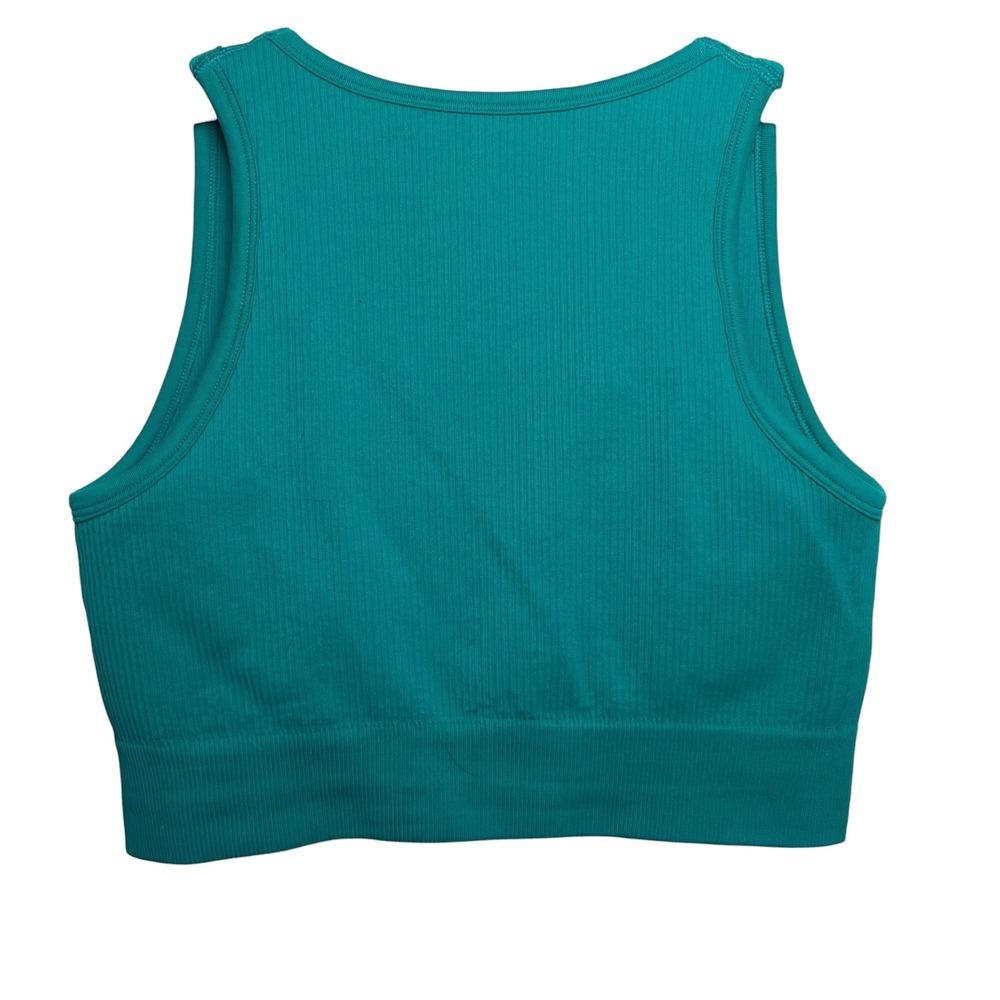 OQQ Teal Ribbed Keyhole Neck‎ Racerback Crop Tank Top Size M - Picture 5 of 6